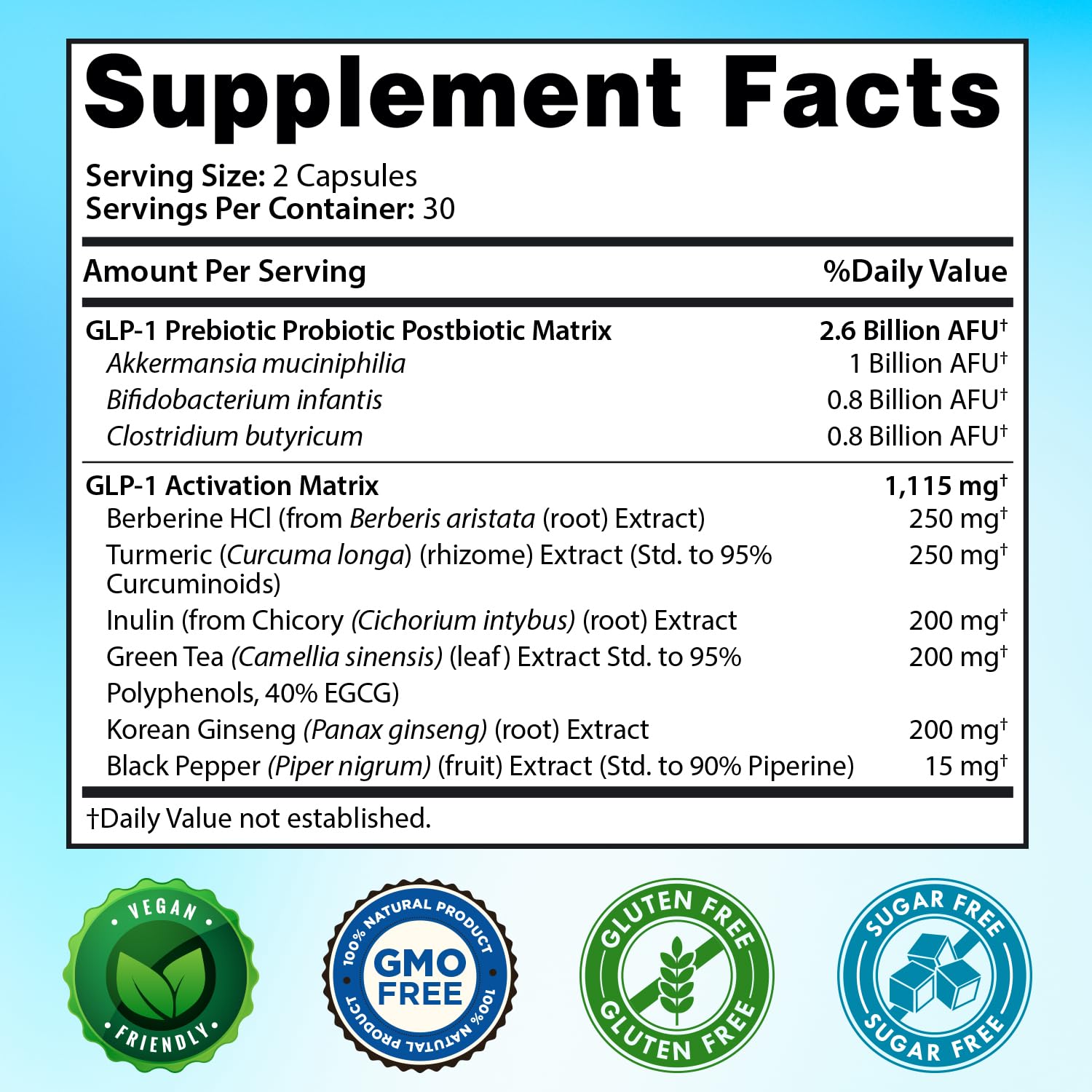GLP-1 XLR8 Supplement for Weight Loss, Digestion, Constipation, Bloating Relief with Akkermansia 2.6 Billion AFU Live Prebiotic Probiotic Postbiotic Gut Health + Berberine for Women Men 60 Capsules - OzHealthStandard