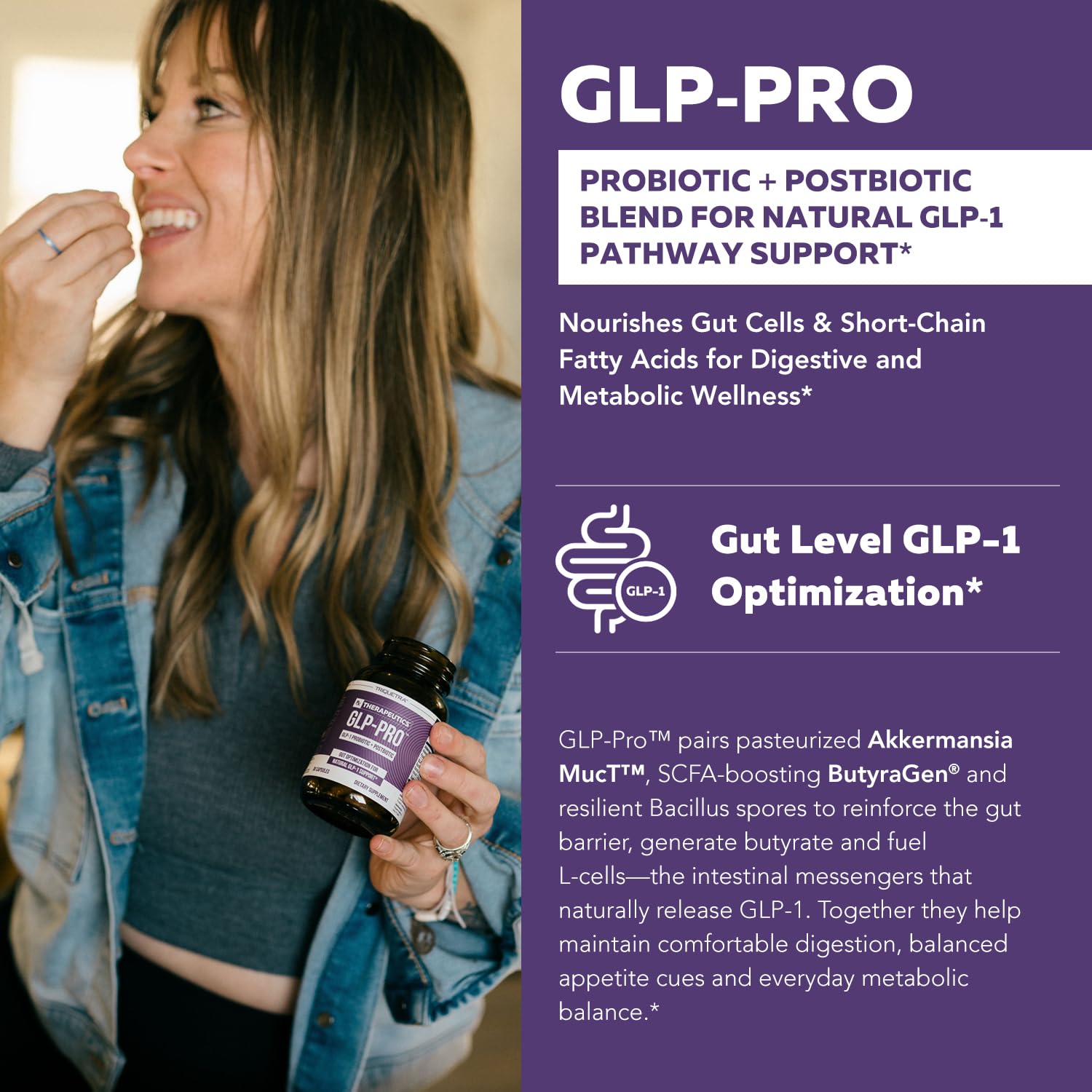 GLP-Pro™: Probiotic & Postbiotic Blend for Natural GLP-1 Support — Akkermansia MucT™, ButyraGen® Butyrate Generator & Spore Bacillus — Healthy Appetite, SCFA & Metabolic Balance — 30 Count - OzHealthStandard