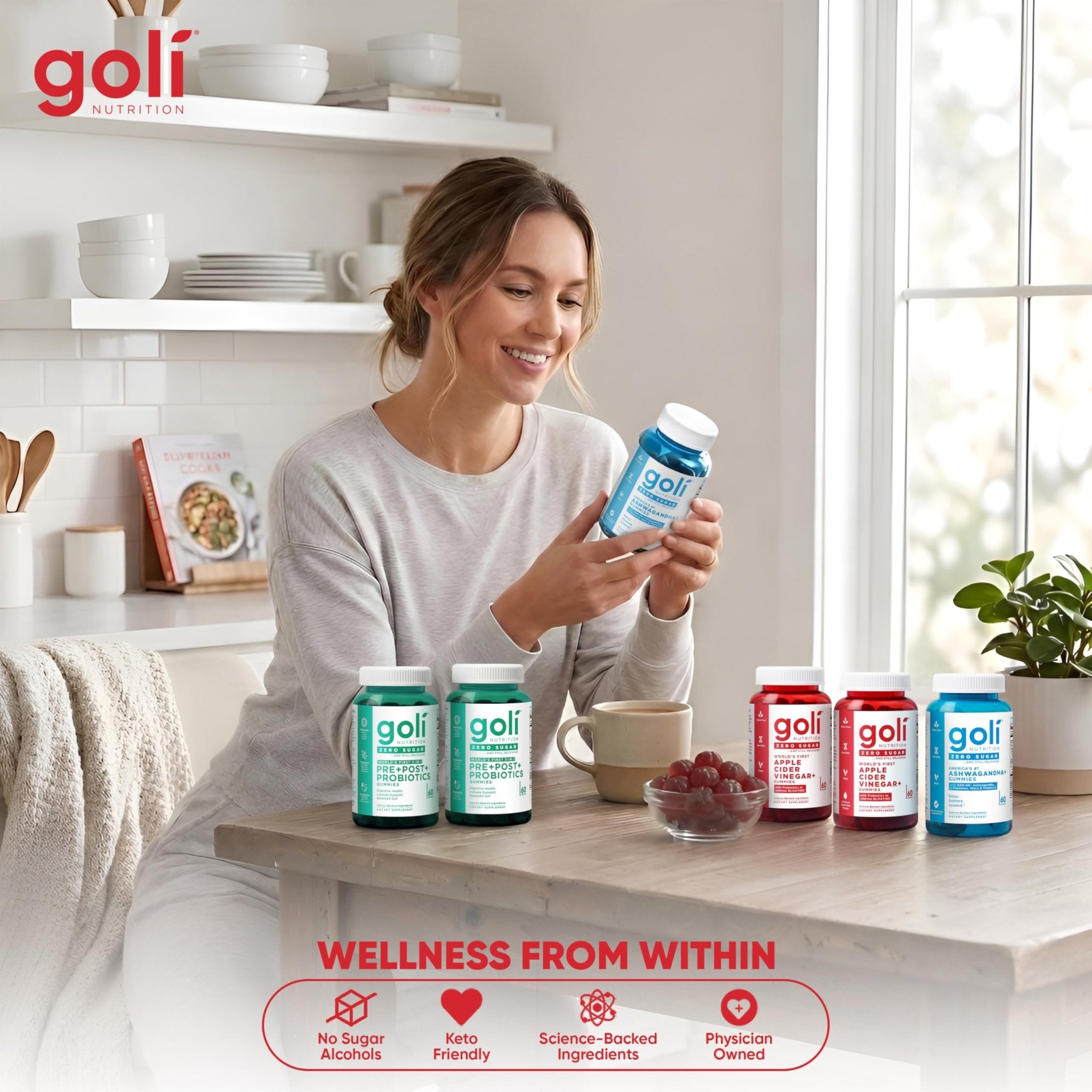 Goli Zero Sugar 6 Pack Bundle - World's First 3-in-1 Pre, Post, Probiotic, Apple Cider Vinegar with Vitamin B12 and Probiotics to Address Bloating, Ashwagandha & L-Theanine, Vitamin D Gummies - OzHealthStandard