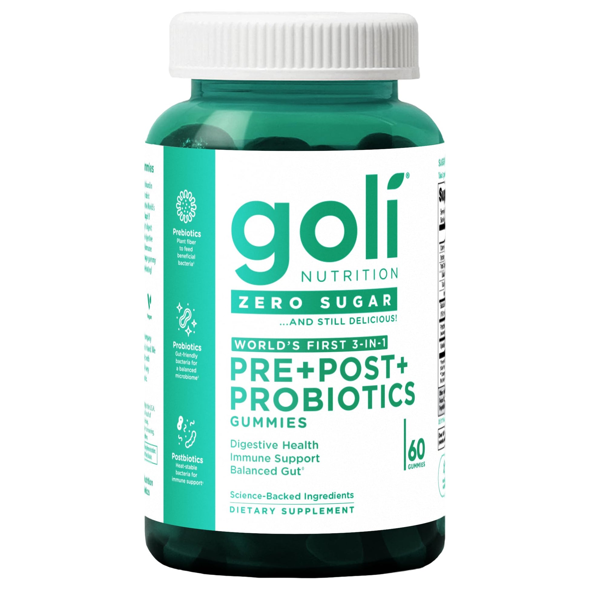 Goli Zero Sugar Pre Pro Postbiotic Gummies - Worlds First 3-in-1 with DE111, XOS, MCC1849 - No Sugar Alcohols - Vegan, Keto-Friendly, Non-GMO - OzHealthStandard