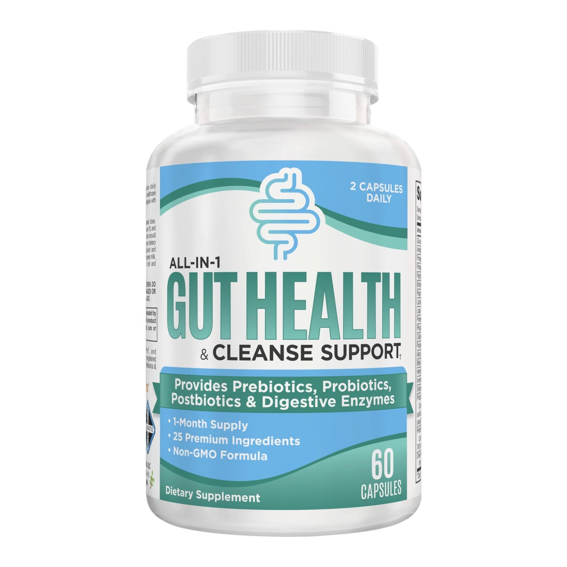 Gut Health Support Supplement (25-in-1) with Prebiotics, Probiotics, Postbiotics & Digestive Enzymes | Gut Supplements | 60 Capsules - OzHealthStandard