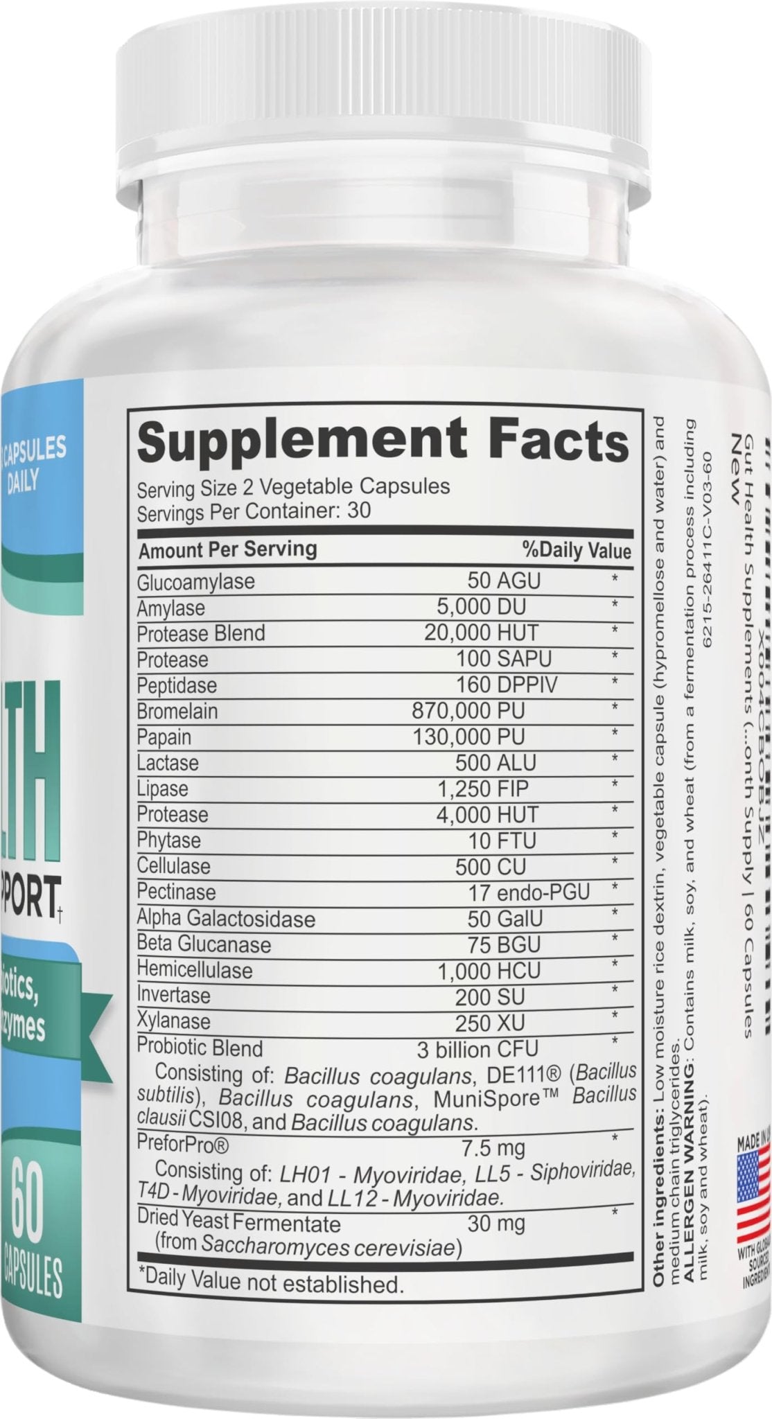Gut Health Support Supplement (25-in-1) with Prebiotics, Probiotics, Postbiotics & Digestive Enzymes | Gut Supplements | 60 Capsules - OzHealthStandard