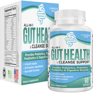 Gut Health Support Supplement (25-in-1) with Prebiotics, Probiotics, Postbiotics & Digestive Enzymes | Gut Supplements | 60 Capsules - OzHealthStandard
