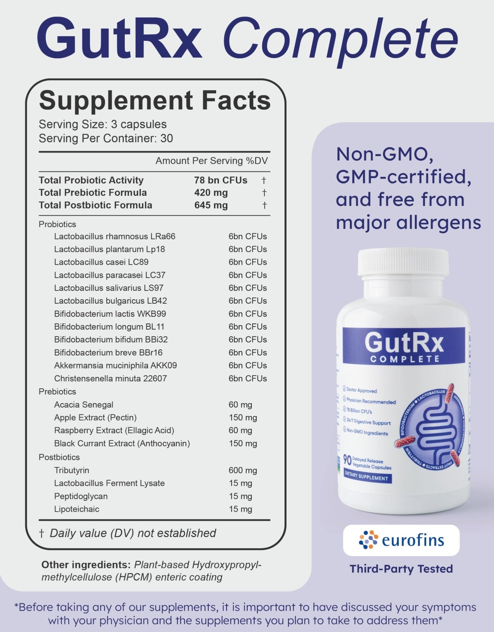GutRx Complete Probiotic, Prebiotic, Postbiotic, Alternative with Akkermansia & Christensenella for Gas, Bloating, Gut Barrier & Microbiome Support - OzHealthStandard