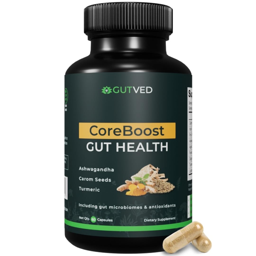 GUTVED Bloating & Gas Relief Probiotic for Women & Men | 9-in-1 Gut & Digestive Support with Probiotics, Prebiotic Inulin, Turmeric, Ginger & Fennel | Daily Plant-Based Capsules, 60 Count - OzHealthStandard