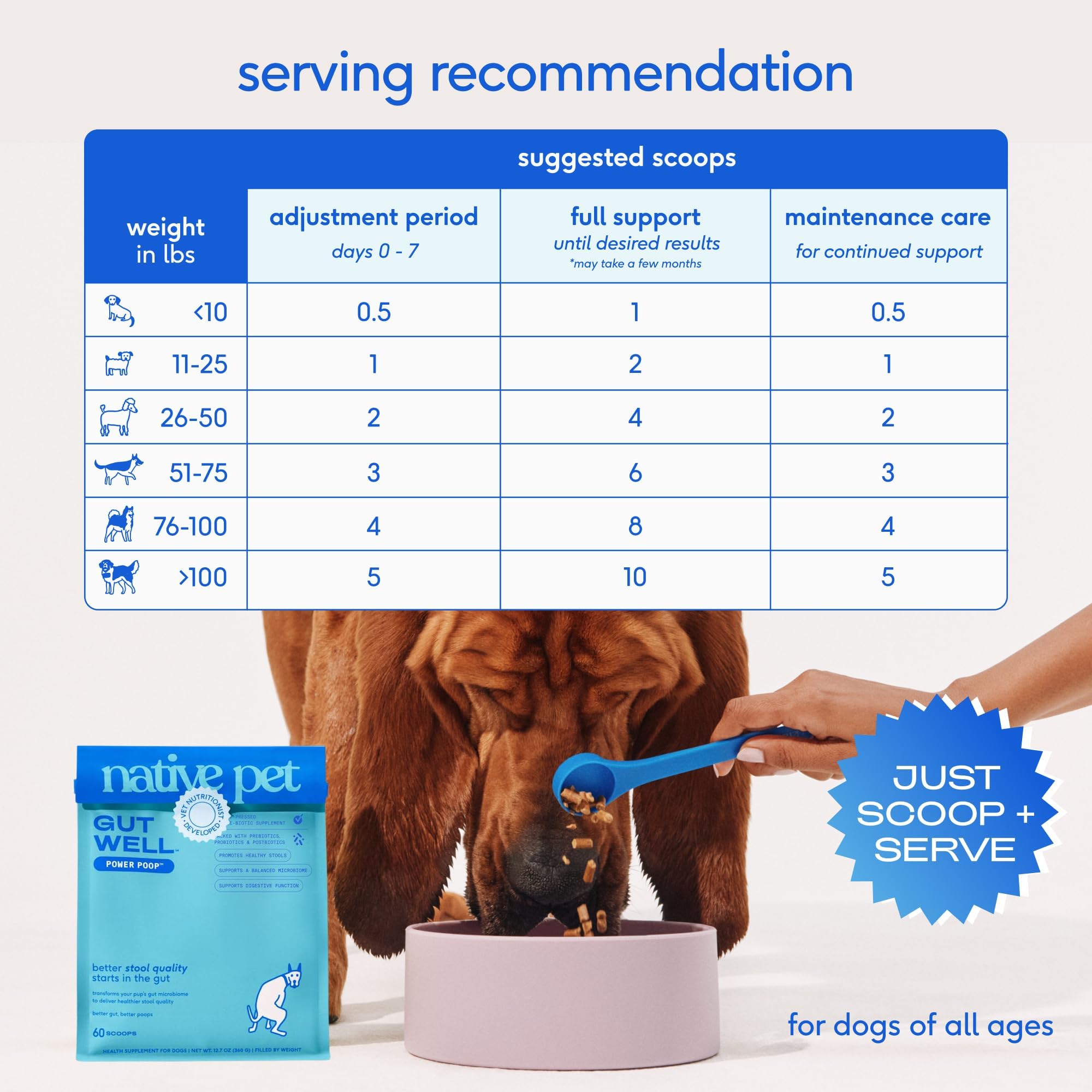 GutWell Power Poop - Digestive Enzymes & Fiber for Dogs - Dog Fiber Supplements Help with Diarrhea Relief, Upset Stomach, Pet Gas & Gut Health with Targeted Triple-Biotic Blend & M-Fiber - 60 Scoops - OzHealthStandard