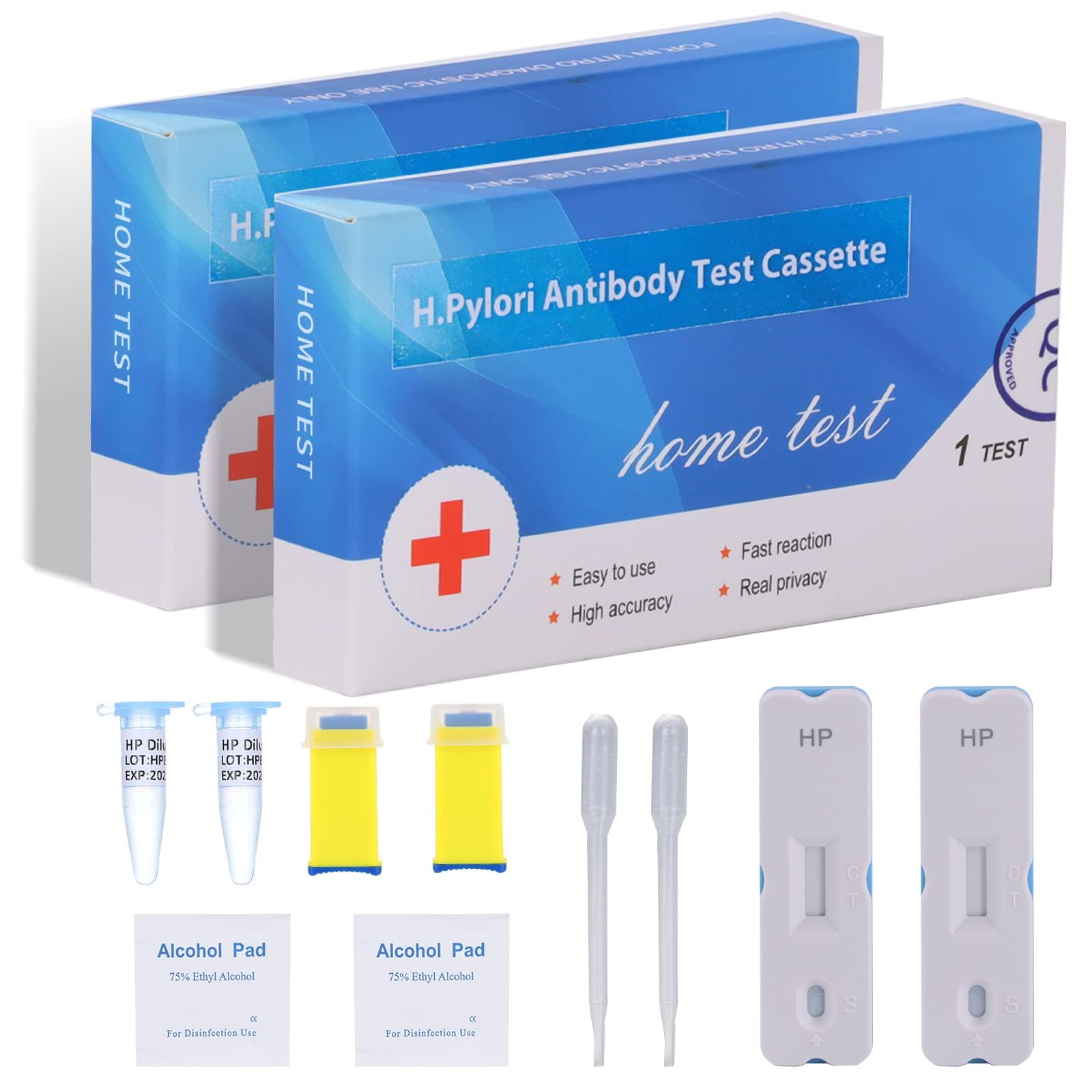 H. Pylori，Helicobacter Pylori Detection 2 Test kit, 10-15 Minutes of Quick Home Testing, The Result is Highly Accurate, Easy to use and Read - OzHealthStandard