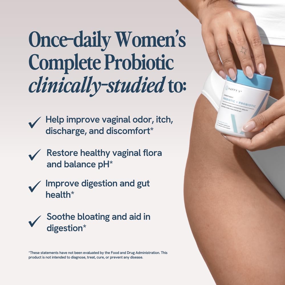 Happy V Dr. Formulated Vaginal Probiotics for Women Odor & Itch Support, Urinary & Gut Health, pH Balance | Womens Daily Probiotic - OzHealthStandard