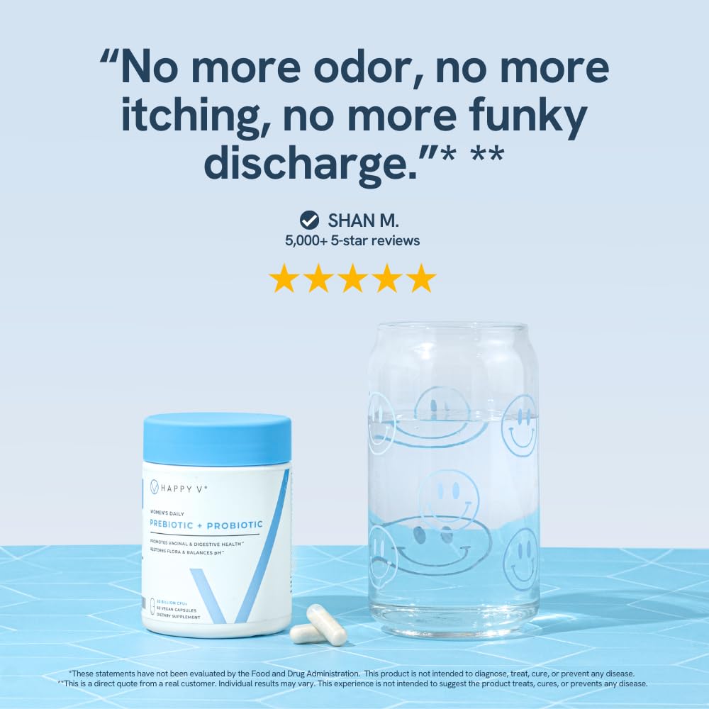 Happy V Dr. Formulated Vaginal Probiotics for Women Odor & Itch Support, Urinary & Gut Health, pH Balance | Womens Daily Probiotic - OzHealthStandard