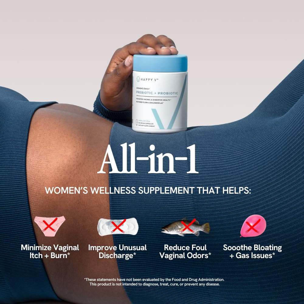 Happy V Dr. Formulated Vaginal Probiotics for Women Odor & Itch Support, Urinary & Gut Health, pH Balance | Womens Daily Probiotic - OzHealthStandard