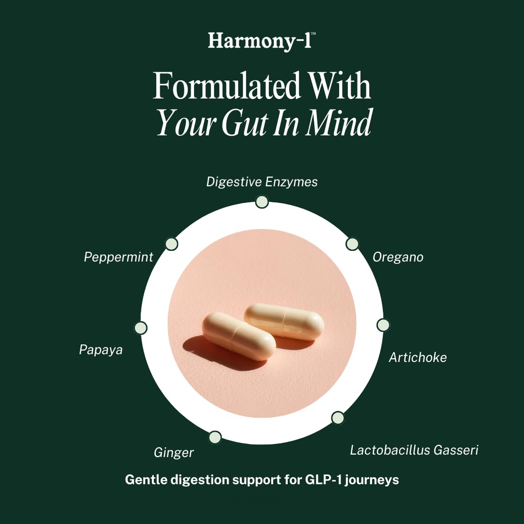 Harmony-1 Gut Health Supplement — Digestive Enzymes + Probiotics for Bloating Relief & Digestive Comfort — GLP-1 Friendly Digestive Support — 60 Capsules - OzHealthStandard