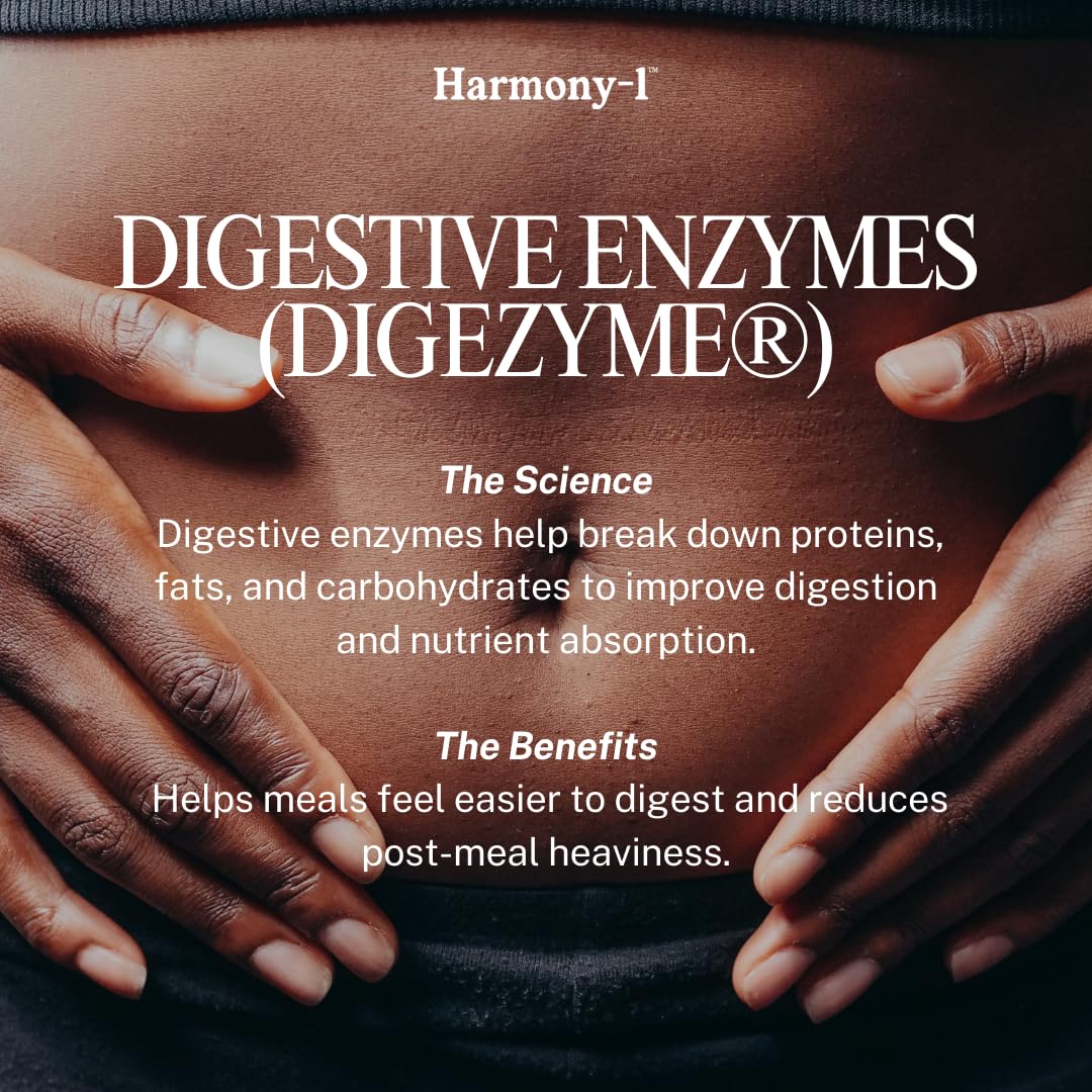 Harmony-1 Gut Health Supplement — Digestive Enzymes + Probiotics for Bloating Relief & Digestive Comfort — GLP-1 Friendly Digestive Support — 60 Capsules - OzHealthStandard