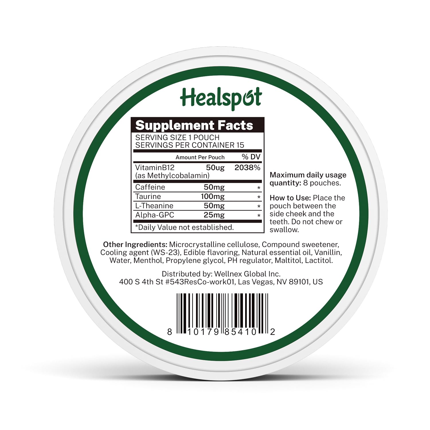 Healspot Nootropic Caffeine Pouches, Energy Pouches with 50mg Caffeine | Taurine | Vitamin B12 | Alpha-GPC | L-Theanine, Focus and Energy Supplements Variety Packs 5 Flavors - OzHealthStandard