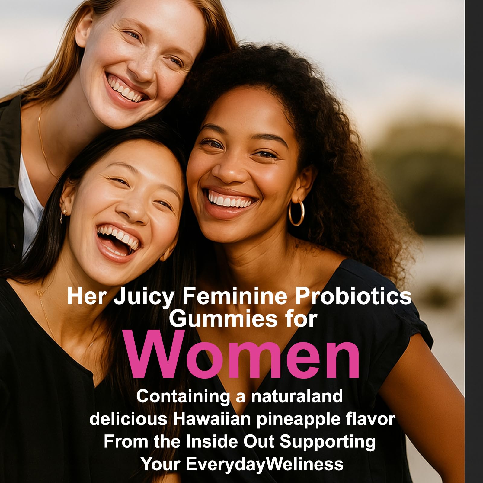 Her Juicy Women's Probiotic Gummies: Supports Women’s Wellness & pH Balance, Clean Vegan, Pineapple Flavor, Prebiotics & Lactobacillus Blend, with Slippery Elm, Gut Health & Immune Defense, 60 Gummies - OzHealthStandard