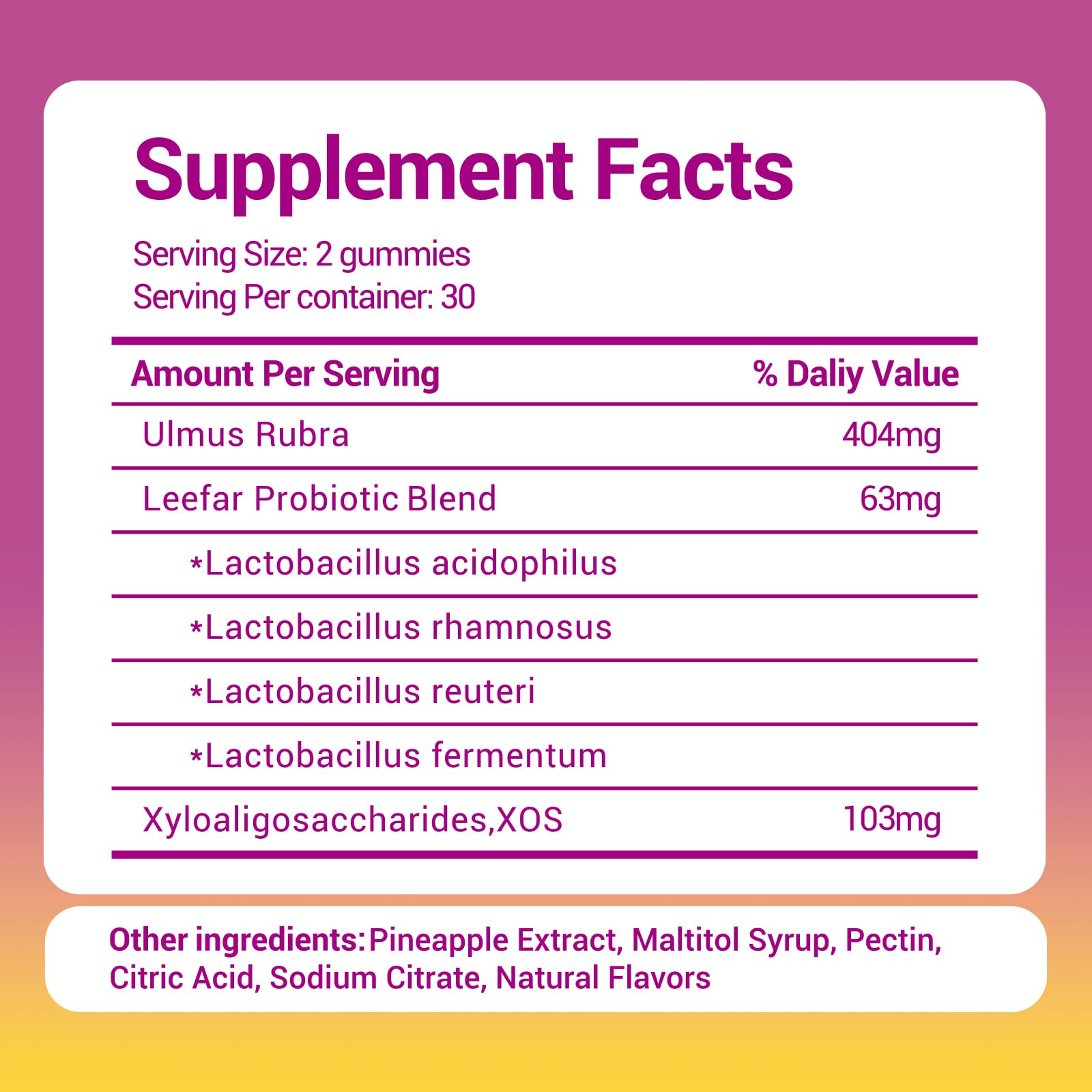 Her Juicy Women's Probiotic Gummies: Supports Women’s Wellness & pH Balance, Clean Vegan, Pineapple Flavor, Prebiotics & Lactobacillus Blend, with Slippery Elm, Gut Health & Immune Defense, 60 Gummies - OzHealthStandard
