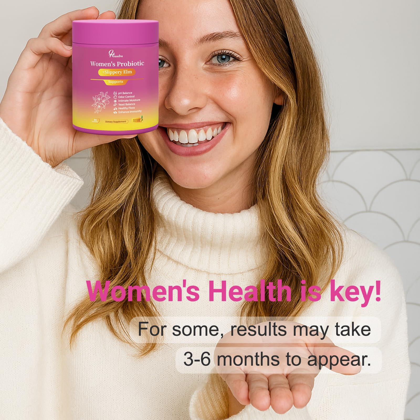 Her Juicy Women's Probiotic Gummies: Supports Women’s Wellness & pH Balance, Clean Vegan, Pineapple Flavor, Prebiotics & Lactobacillus Blend, with Slippery Elm, Gut Health & Immune Defense, 60 Gummies - OzHealthStandard