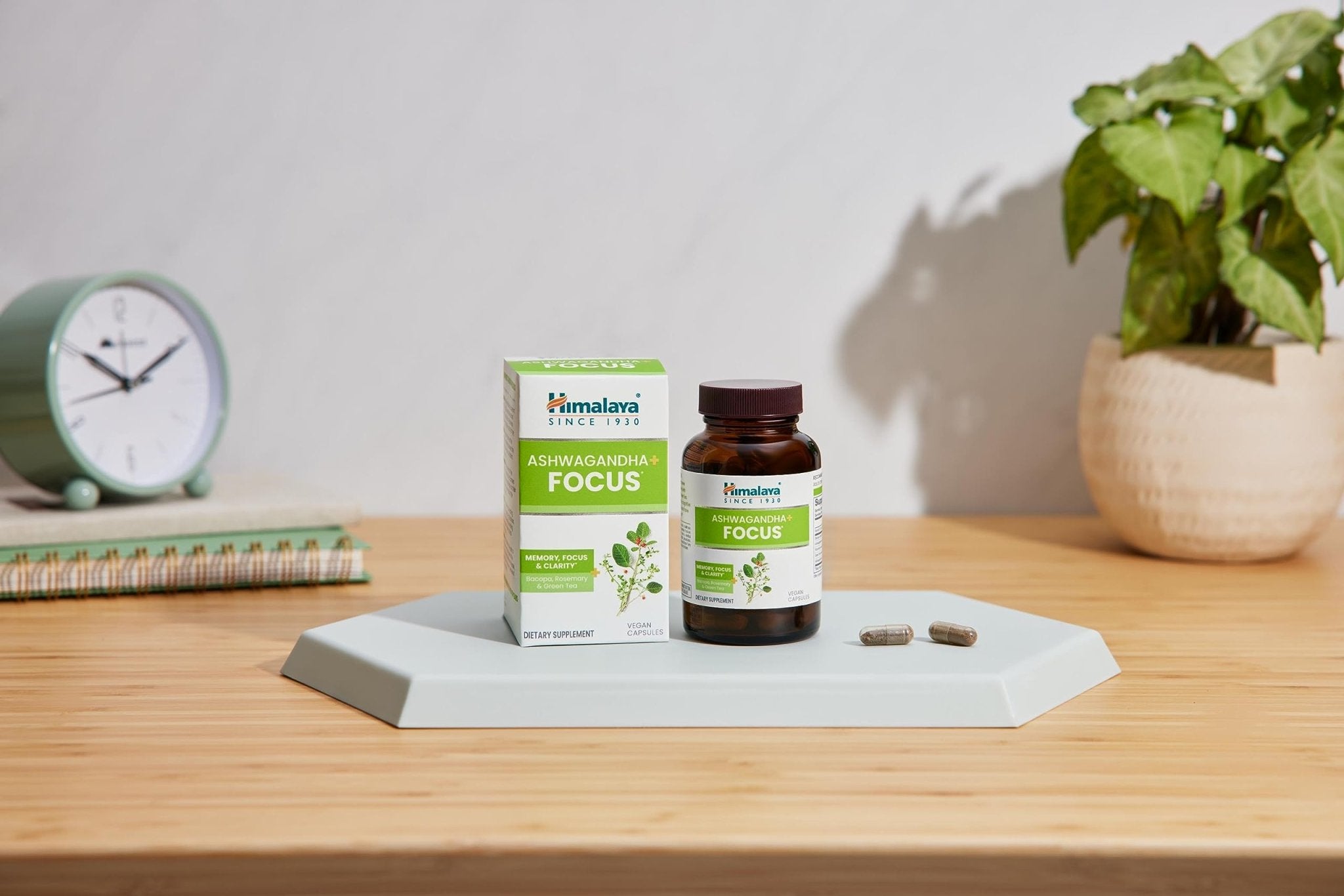 Himalaya Ashwagandha+ Focus - Herbal Focus Supplement with B12, Rosemary, Green Tea, and Bacopa Nootropics for Memory and Clarity - Vegan, Non-GMO, Gluten Free, 1690 mg, 60 Caplets - OzHealthStandard
