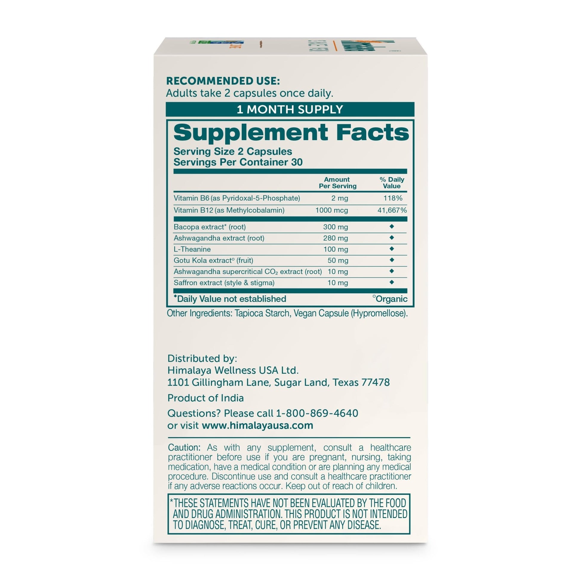Himalaya Focused Mind Supplement, with Ashwagandha, Bacopa & L-Theanine for Attention, Focus and Energy Support, 60 Vegan Capsules, Gluten Free, 1 Month Supply - OzHealthStandard