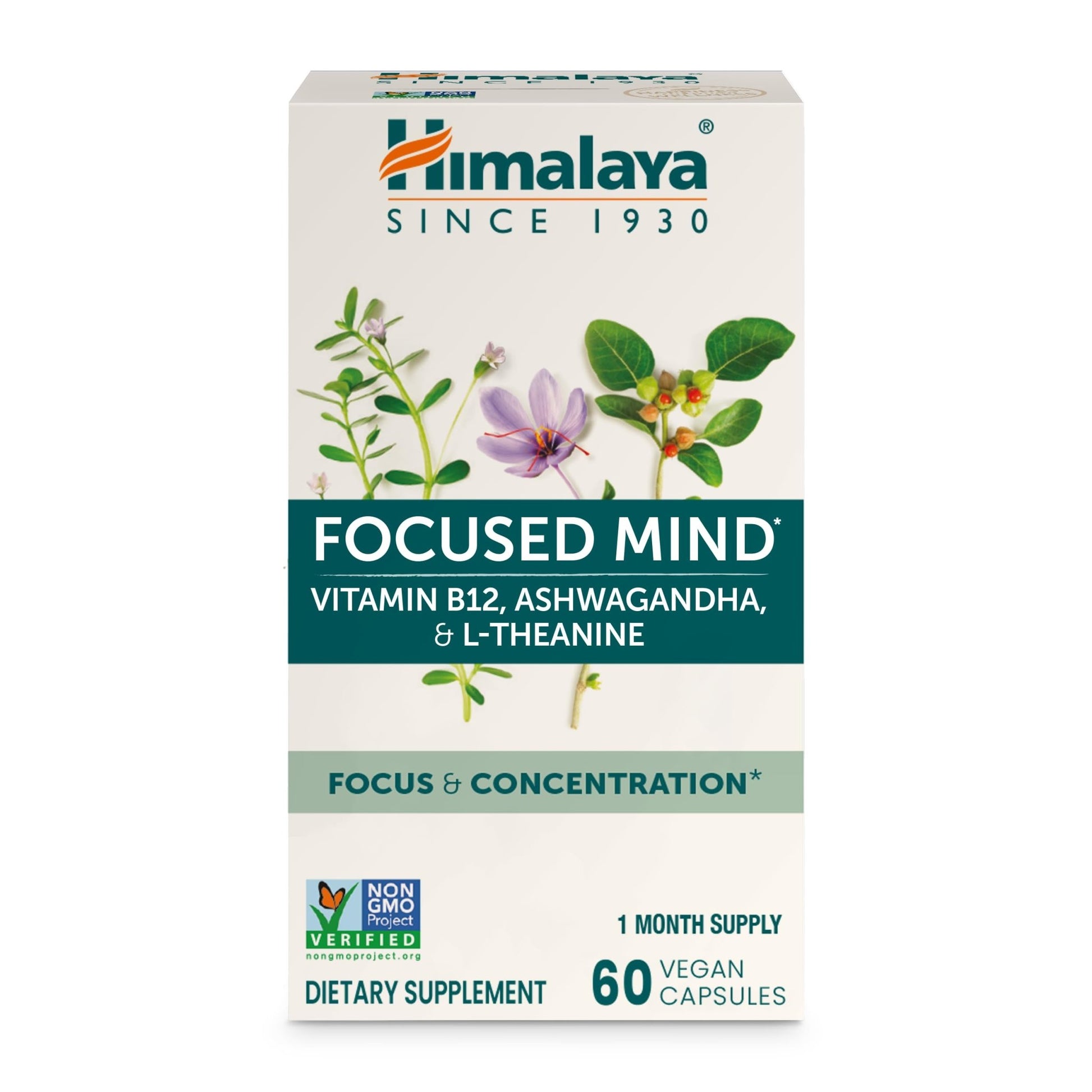 Himalaya Focused Mind Supplement, with Ashwagandha, Bacopa & L-Theanine for Attention, Focus and Energy Support, 60 Vegan Capsules, Gluten Free, 1 Month Supply - OzHealthStandard