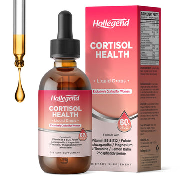 HOLLEGEND Cortisol Supplements for Women, Cortisol Wellness Liquid Drops, 16 in 1 Cortisol Detox Reducer w. Ashwagandha, Magnesium, L-Theanine, Folate for Relaxation & Hormone Balance, Strawberry - OzHealthStandard