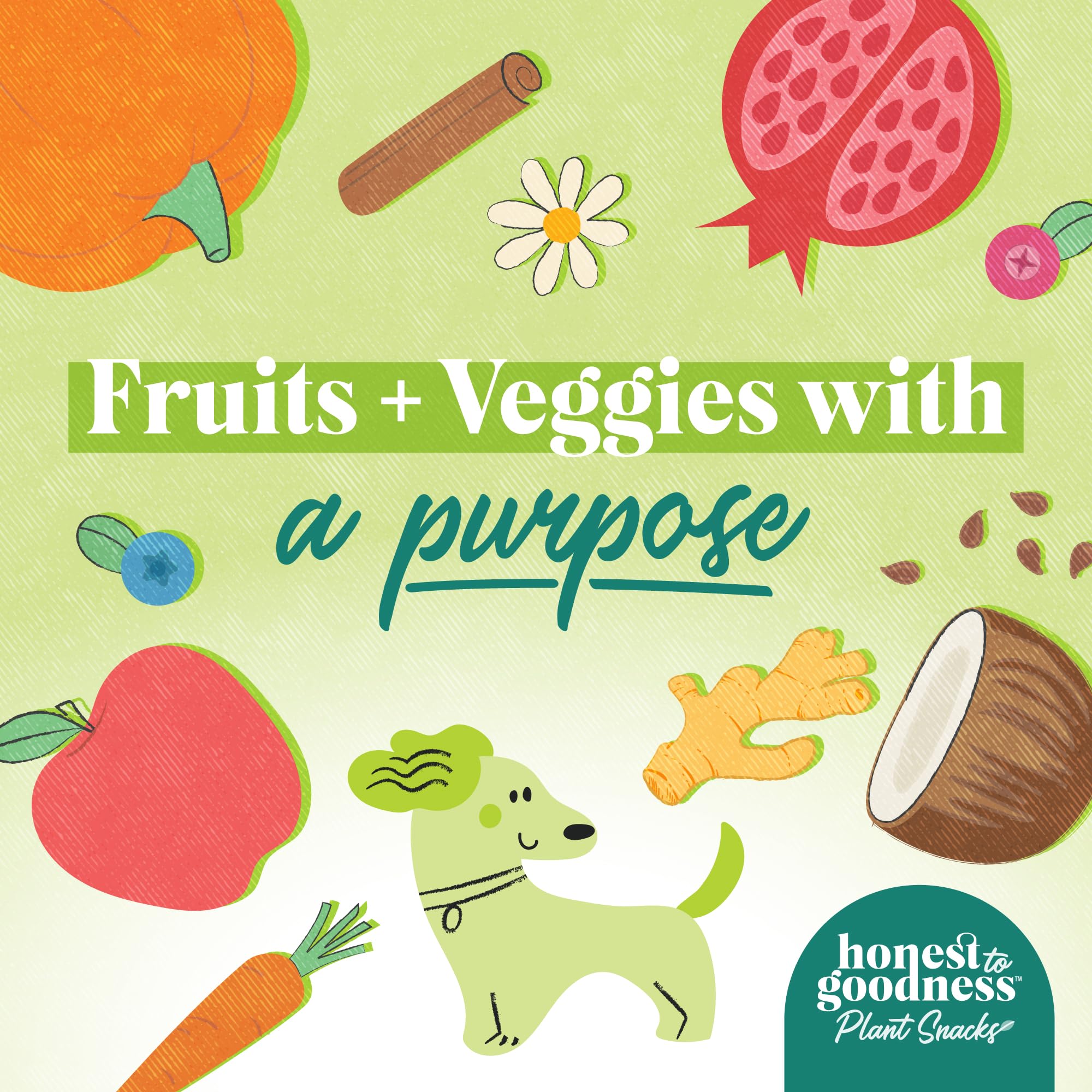 Honest to Goodness Plant Snacks Dog Treats, Enriched with Omega 3s & Postbiotics, 8oz Variety Pack, 6 Bags - OzHealthStandard