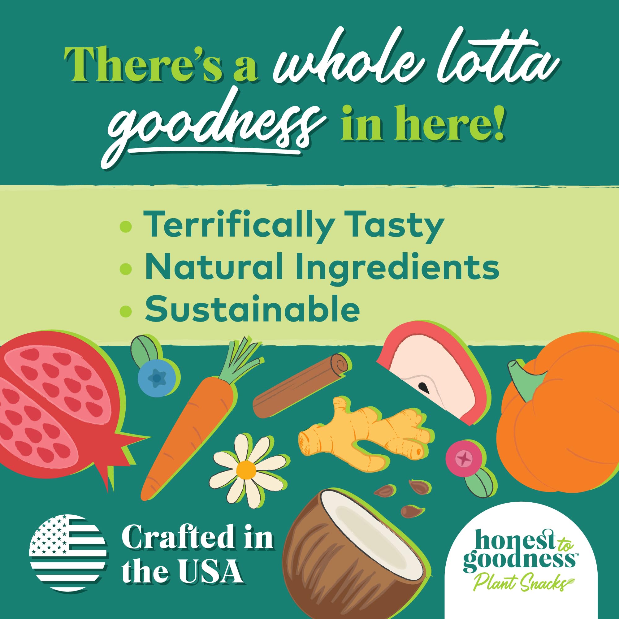 Honest to Goodness Plant Snacks Dog Treats, Enriched with Omega 3s & Postbiotics, 8oz Variety Pack, 6 Bags - OzHealthStandard