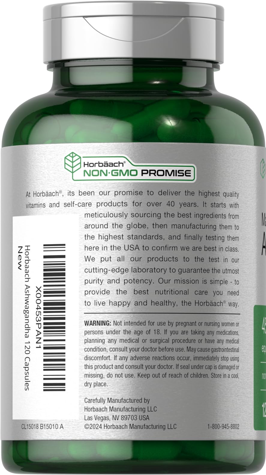 Horbäach Ashwagandha Supplement | Max Strength | 120 Capsules | Non-GMO, Gluten Free - OzHealthStandard