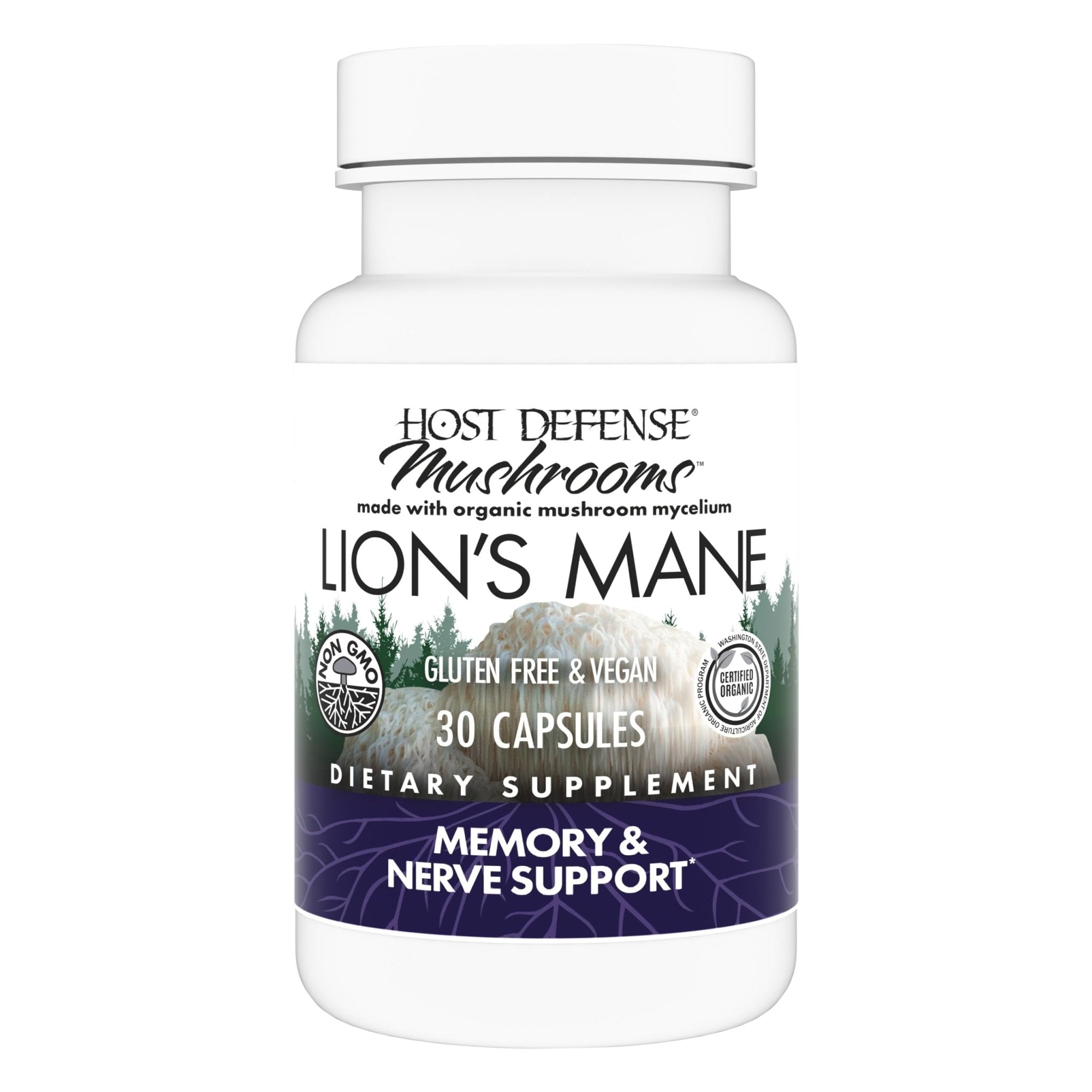 Host Defense Mushrooms Lion's Mane - Brain Health Support Supplement for Focus & Memory Function - Immune & Nervous System Support Supplement- 30 Capsules - OzHealthStandard