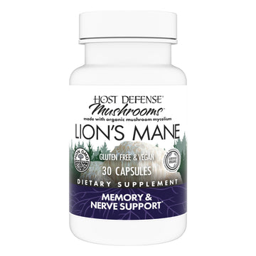 Host Defense Mushrooms Lion's Mane - Brain Health Support Supplement for Focus & Memory Function - Immune & Nervous System Support Supplement- 30 Capsules - OzHealthStandard