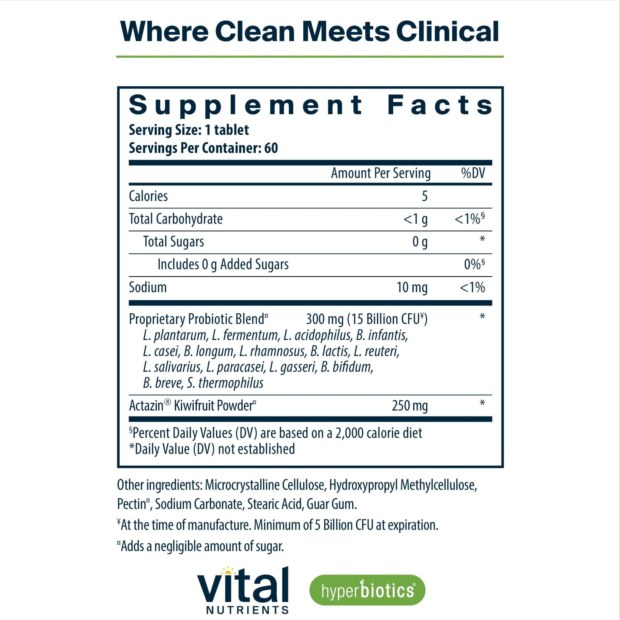 Hyperbiotics Vital Nutrients Pro-15 Advanced Probiotics for Women and Men | 15 Strains + Kiwifruit | Clinically Studied Daily Probiotics for Digestive Health, Gas, & Bloating | 60 Vegan Tablets - OzHealthStandard