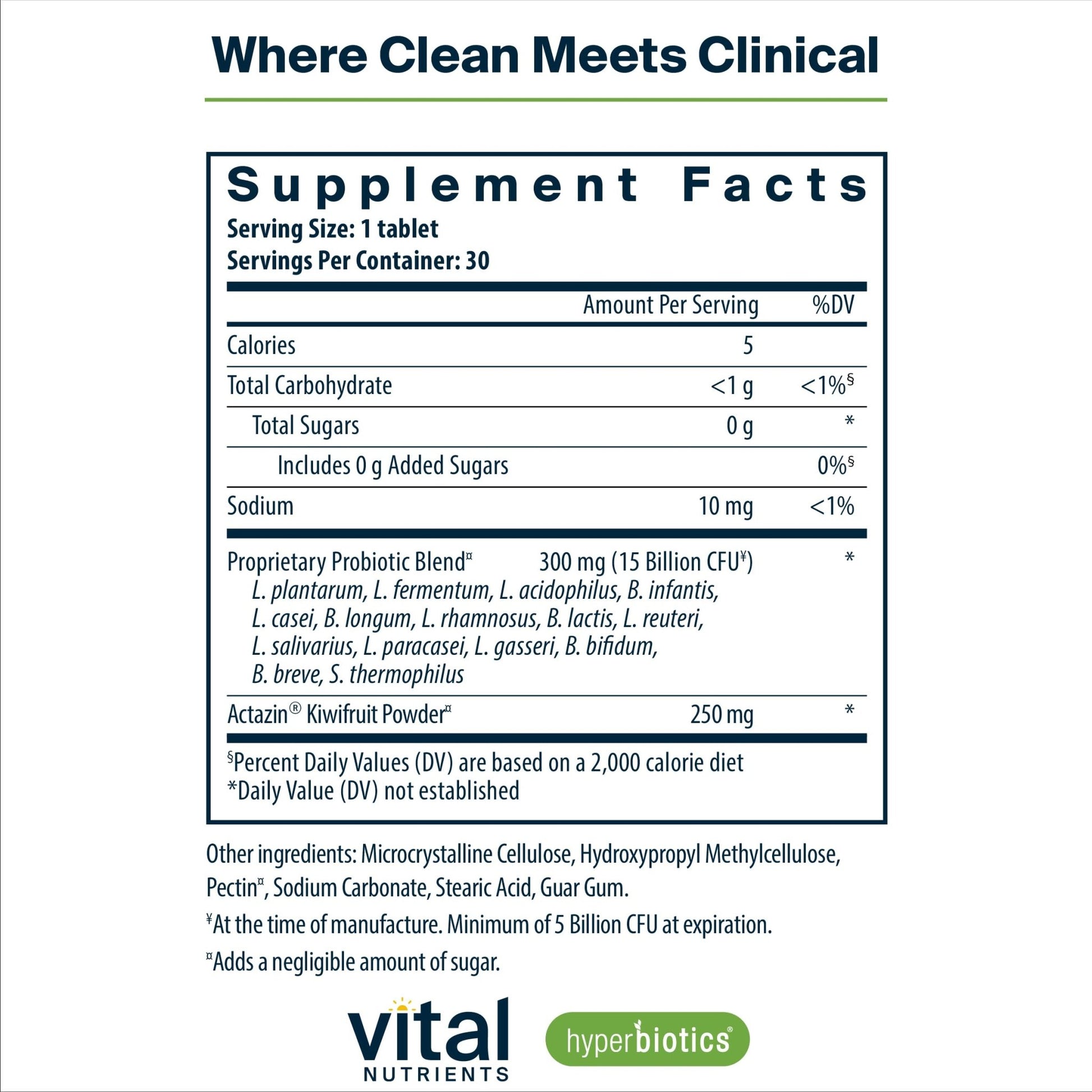Hyperbiotics Vital Nutrients Pro-15 Advanced Probiotics for Women and Men | 15 Strains + Kiwifruit | Clinically Studied Daily Probiotics for Digestive Health, Gas, & Bloating | 30 Vegan Tablets - OzHealthStandard