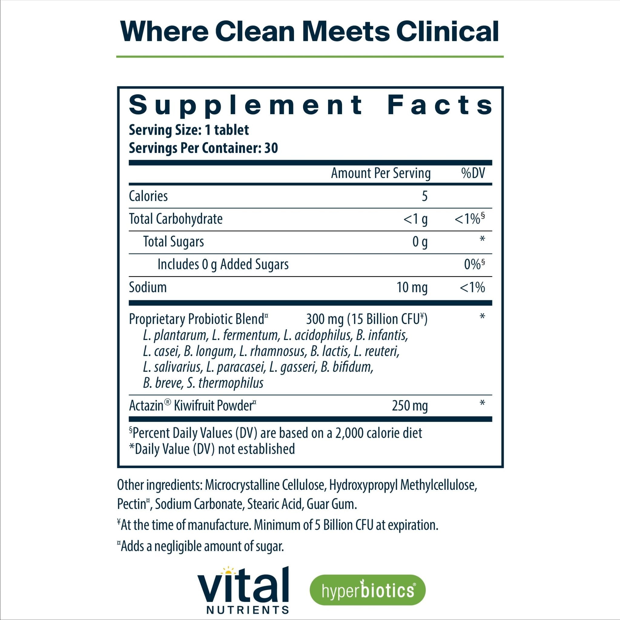 Hyperbiotics Vital Nutrients Pro-15 Advanced Probiotics for Women and Men | 15 Strains + Kiwifruit | Clinically Studied Daily Probiotics for Digestive Health, Gas, & Bloating | 30 Vegan Tablets - OzHealthStandard