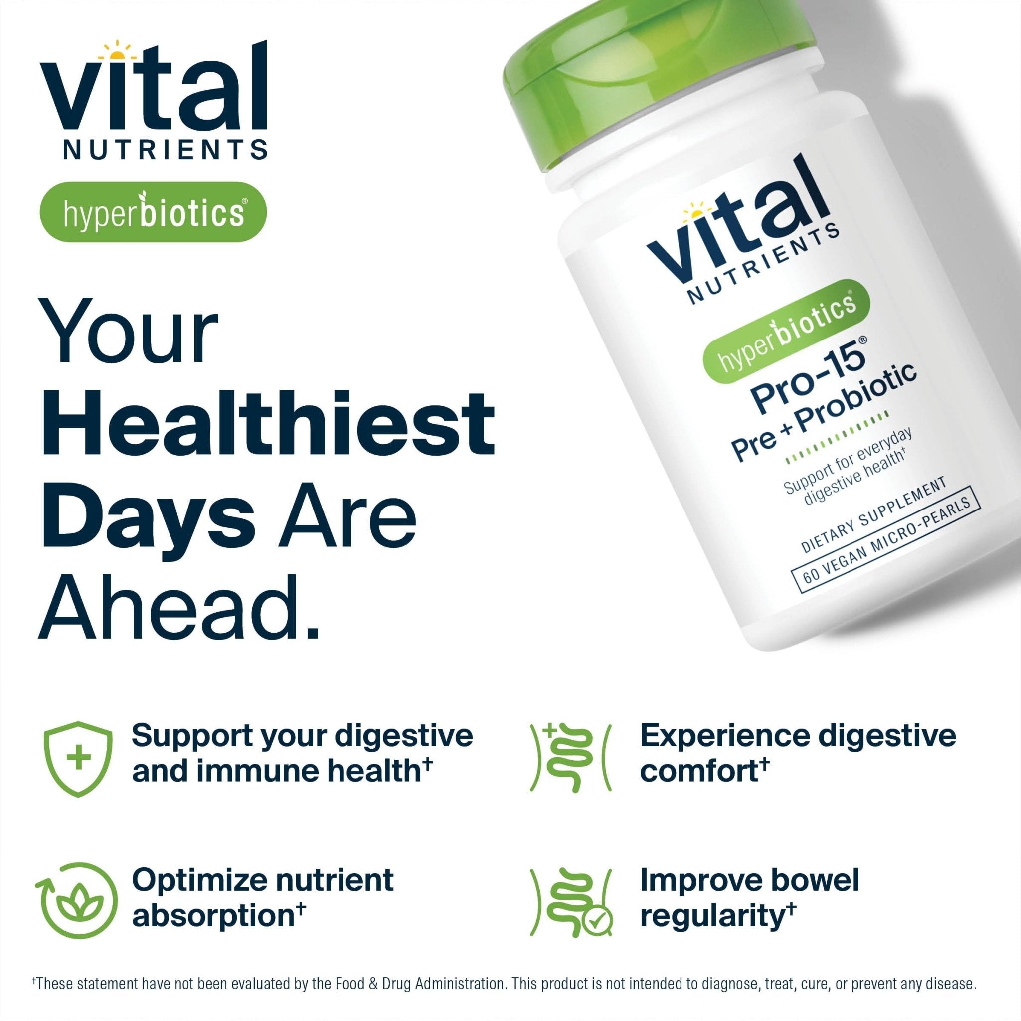 Hyperbiotics Vital Nutrients Pro-15 Prebiotics and Probiotics for Women and Men | 15 Science Backed Strains | Supports Occasional Constipation - OzHealthStandard