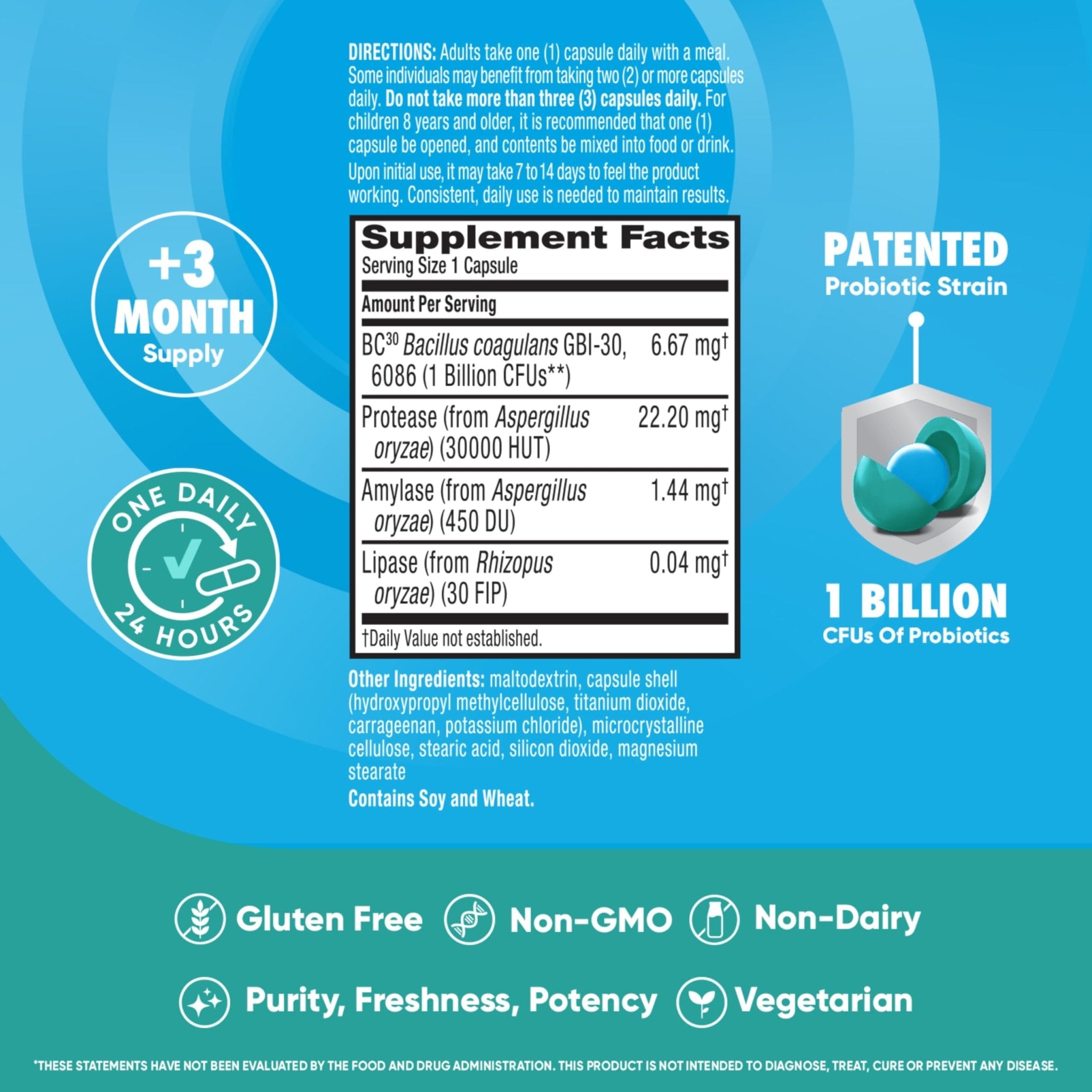 IBS Daily Probiotic Capsules for Digestive Health & Gut Health, Digestive Advantage Probiotics For Men and Women (96 count box) - Digestible Enzymes - OzHealthStandard