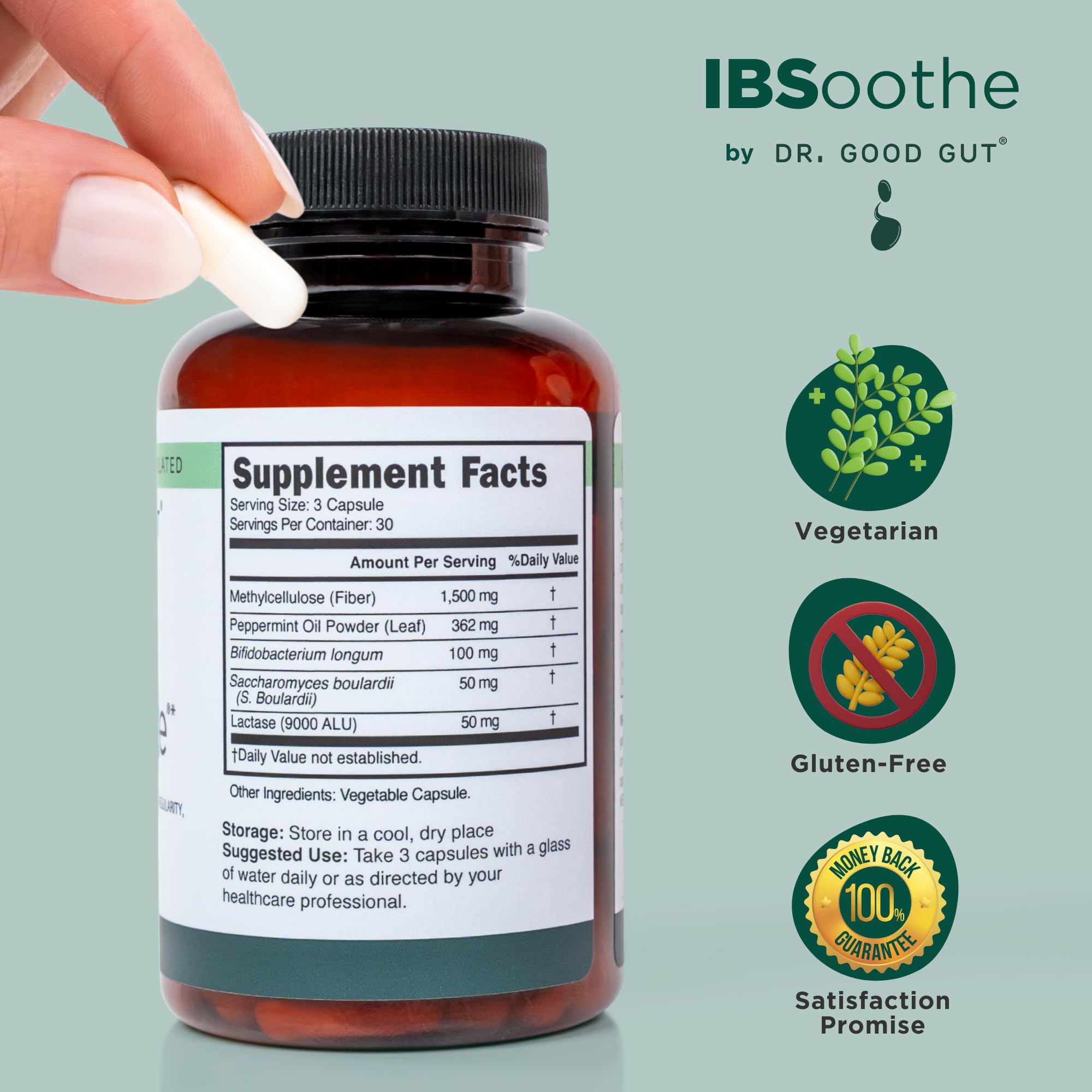 IBSoothe by Dr. Good Gut – Gut Health Supplement for Women & Men with Fiber, Probiotics, Enzymes & Peppermint Oil for Bloating Relief, Digestive Support, IBS Relief & Daily Gut Wellness – 90 Capsules - OzHealthStandard