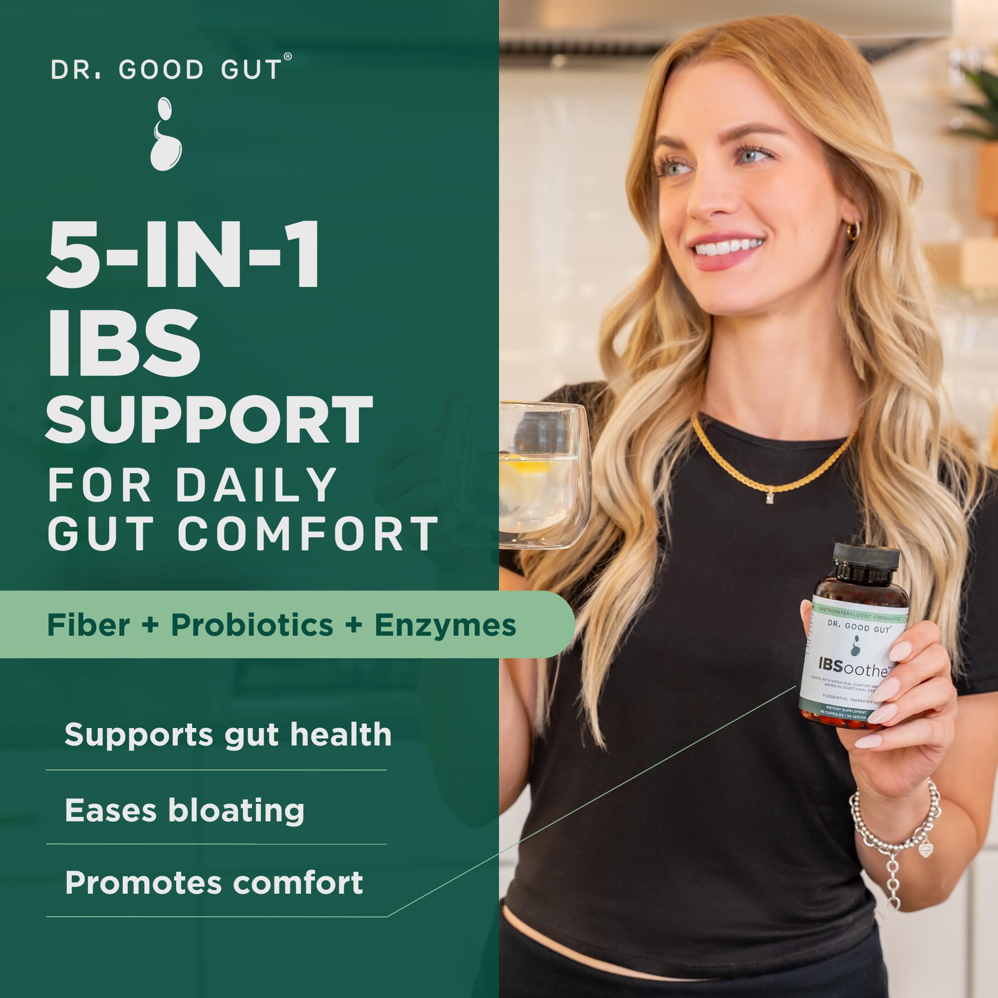IBSoothe by Dr. Good Gut – Gut Health Supplement for Women & Men with Fiber, Probiotics, Enzymes & Peppermint Oil for Bloating Relief, Digestive Support, IBS Relief & Daily Gut Wellness – 90 Capsules - OzHealthStandard