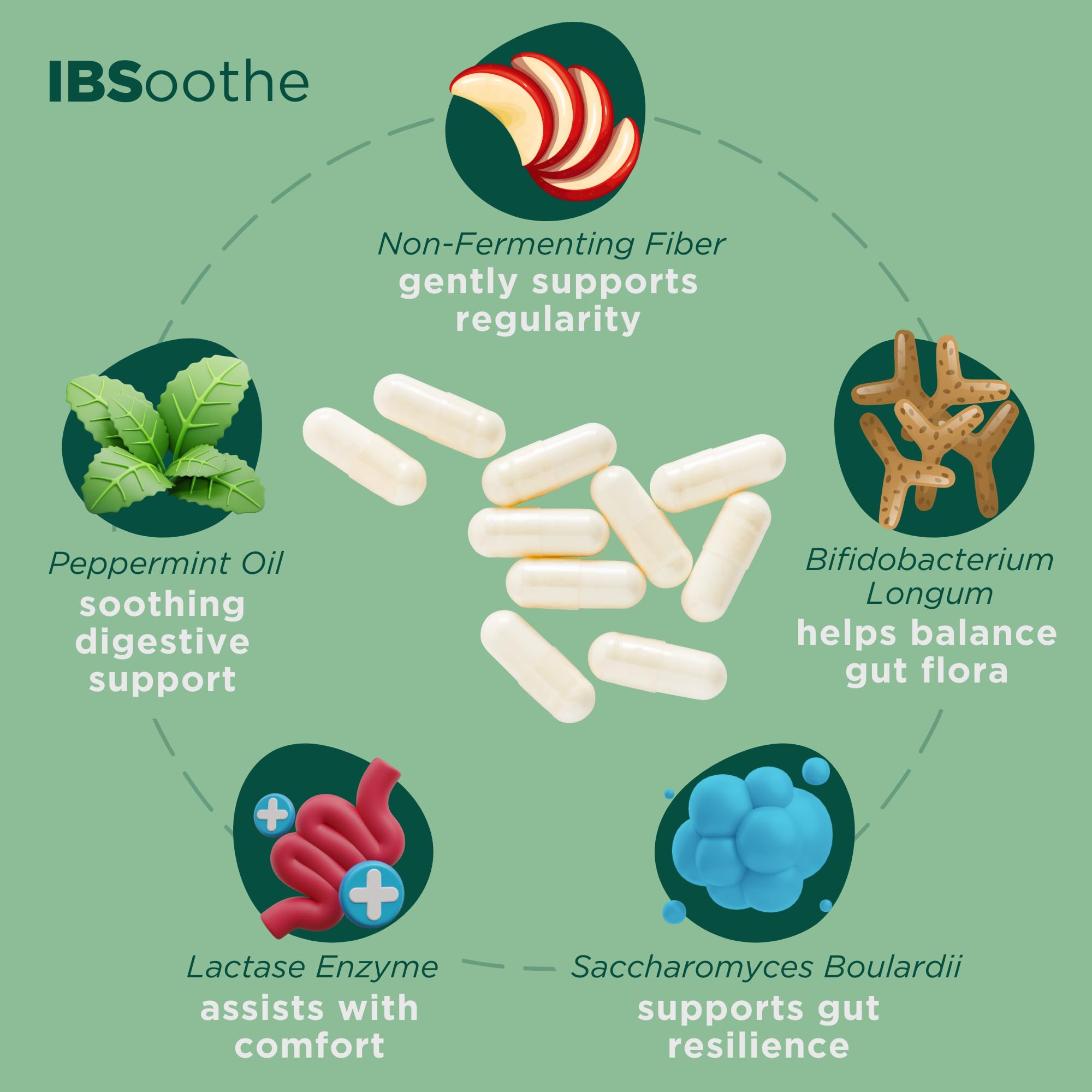 IBSoothe by Dr. Good Gut – Gut Health Supplement for Women & Men with Fiber, Probiotics, Enzymes & Peppermint Oil for Bloating Relief, Digestive Support, IBS Relief & Daily Gut Wellness – 90 Capsules - OzHealthStandard