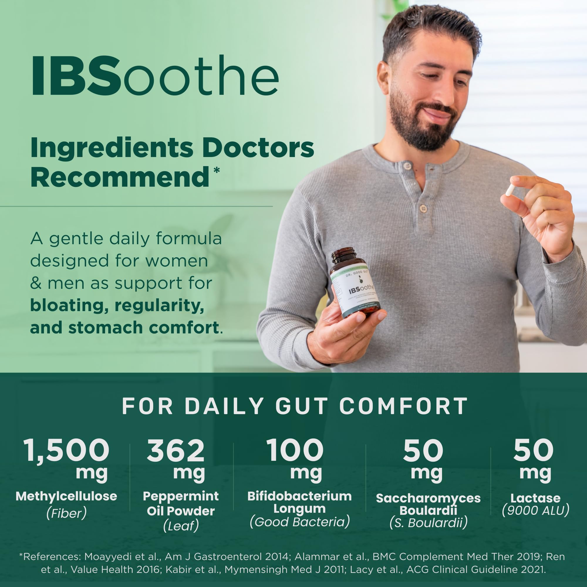 IBSoothe by Dr. Good Gut – Gut Health Supplement for Women & Men with Fiber, Probiotics, Enzymes & Peppermint Oil for Bloating Relief, Digestive Support, IBS Relief & Daily Gut Wellness – 90 Capsules - OzHealthStandard
