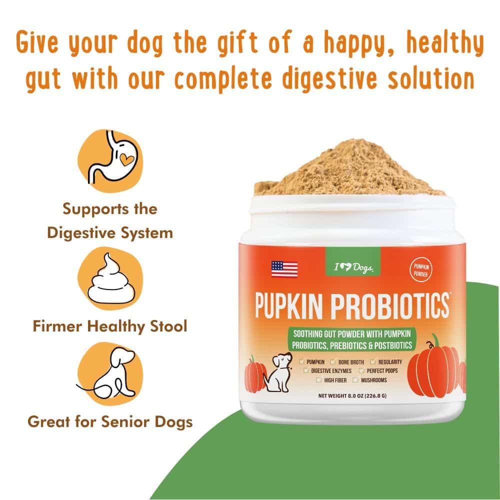 iHeartDogs Pupkin Probiotics, Prebiotics, Postbiotics, & Fiber for Dogs with Pumpkin, Gut Soothing Bone Broth & Mushrooms - OzHealthStandard