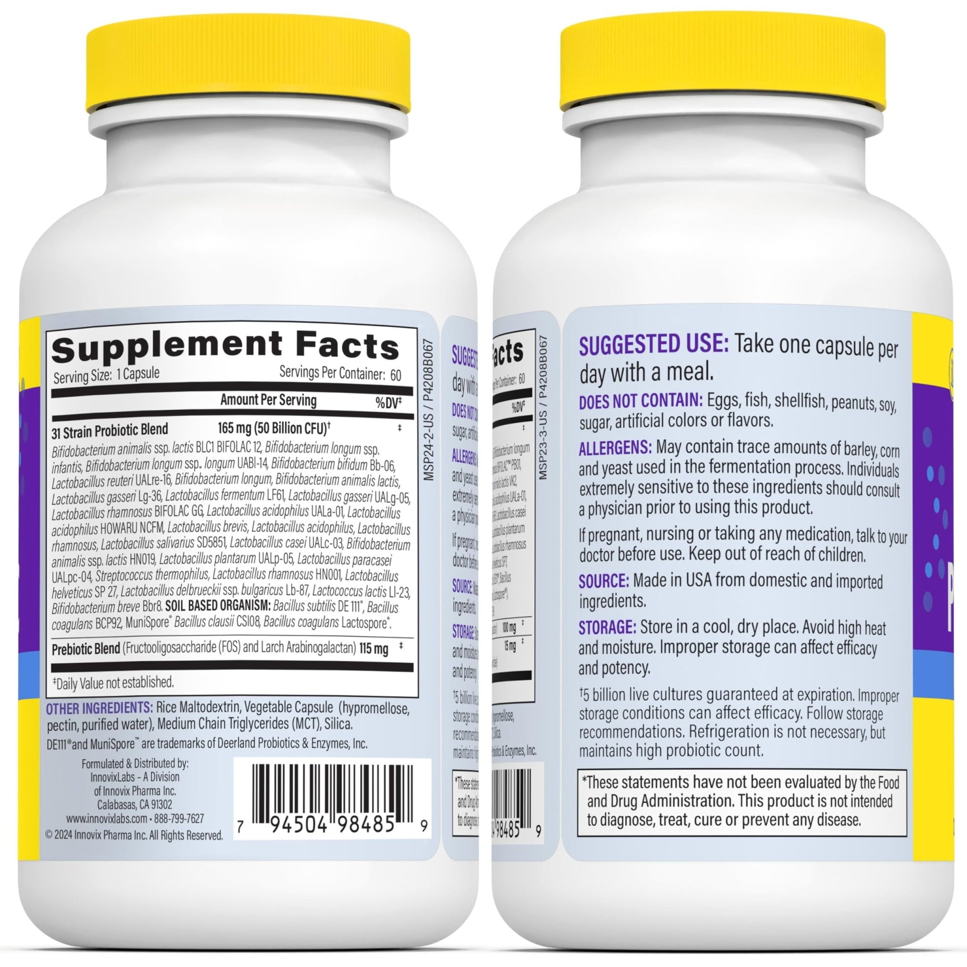 InnovixLabs Multi Strain Probiotics for Women & Men - Probiotic Supplement - 50 Billion CFU - Gut Health, Immune Support, Digestion, Lactobacillus Acidophilus, Prebiotics and Probiotics, 60 Capsules - OzHealthStandard