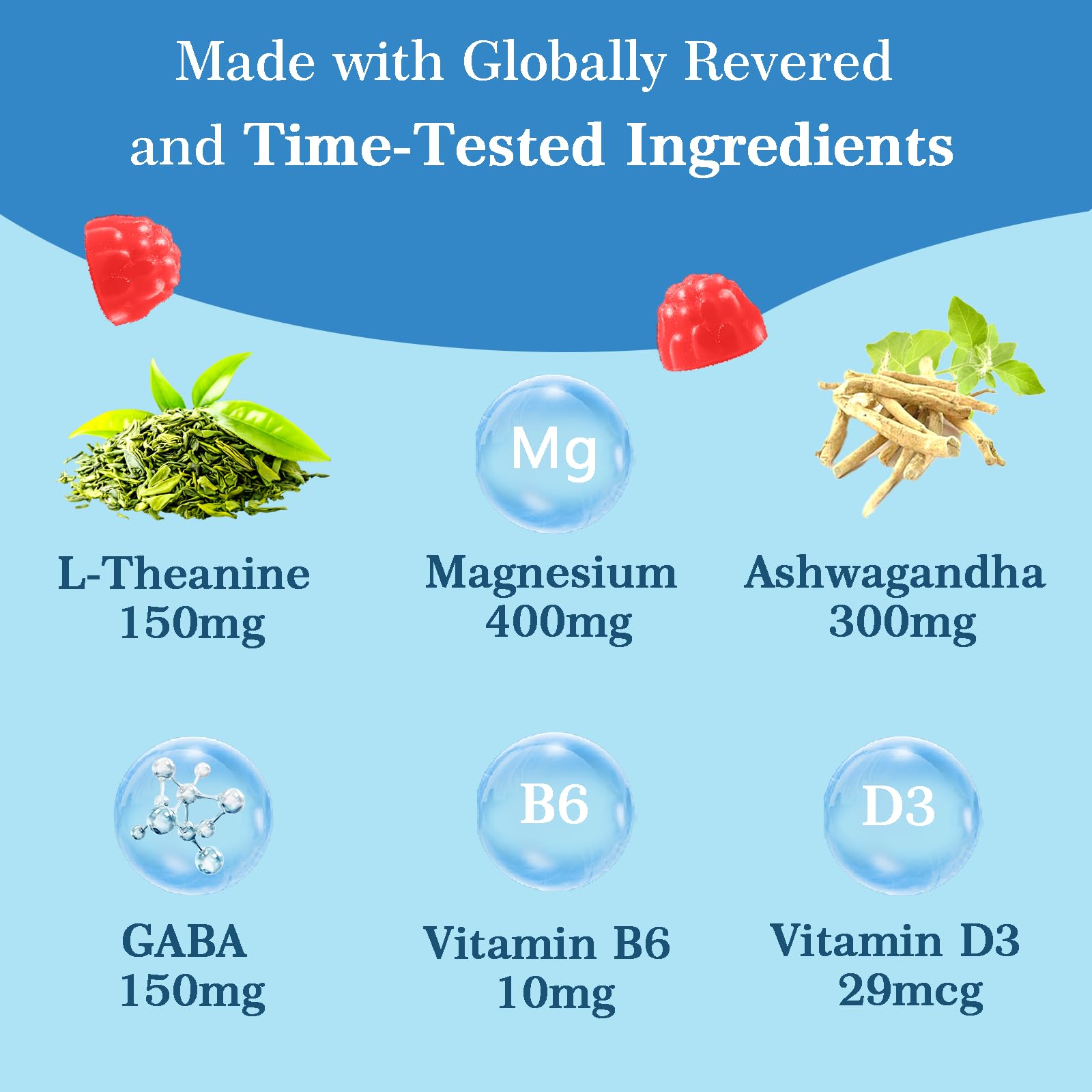 Itiban Cortisol Supplements for Women, Calm Magnesium Glycinate Gummies, Ashwagandha, L-Theanine, GABA, D3, B6, Mood Anxiety Sleep Relax, Raspberry Flavour, Vegan 90 Gummies - OzHealthStandard