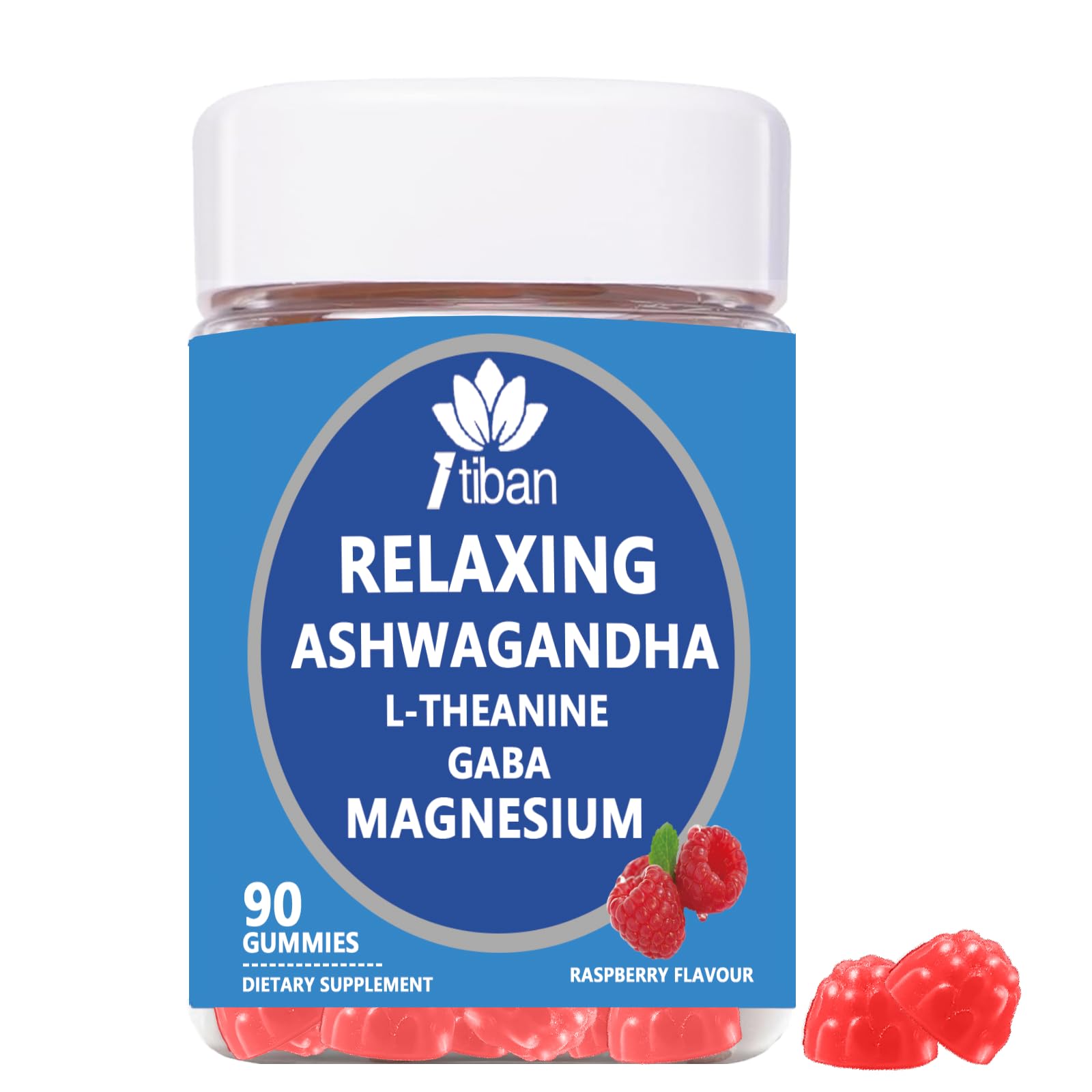 Itiban Cortisol Supplements for Women, Calm Magnesium Glycinate Gummies, Ashwagandha, L-Theanine, GABA, D3, B6, Mood Anxiety Sleep Relax, Raspberry Flavour, Vegan 90 Gummies - OzHealthStandard