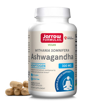 Jarrow Formulas Ashwagandha Capsules, 300 mg Supplement Supports Normalized Resistance to Mental and Physical Stress, 120 Veggie Capsules, 60 Day Supply - OzHealthStandard