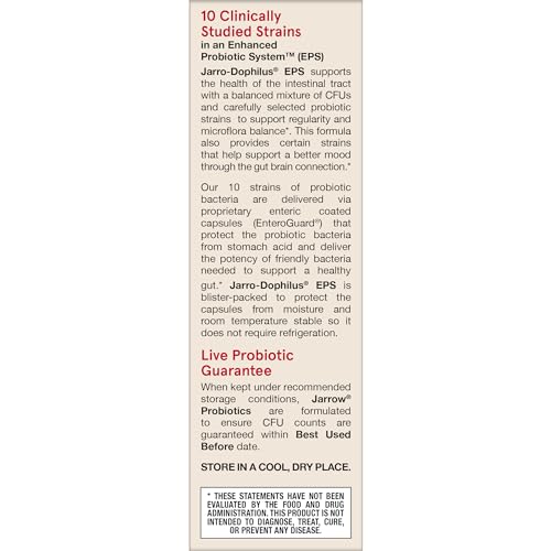 Jarrow Formulas Jarro-Dophilus EPS Advanced, 55 Billion CFU Probiotics, Digestive Support for Adults, 30 Probiotic Supplement Veggie Capsules, Up to 30 Day Supply - OzHealthStandard