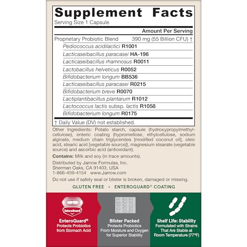 Jarrow Formulas Jarro-Dophilus EPS Advanced, 55 Billion CFU Probiotics, Digestive Support for Adults, 30 Probiotic Supplement Veggie Capsules, Up to 30 Day Supply - OzHealthStandard