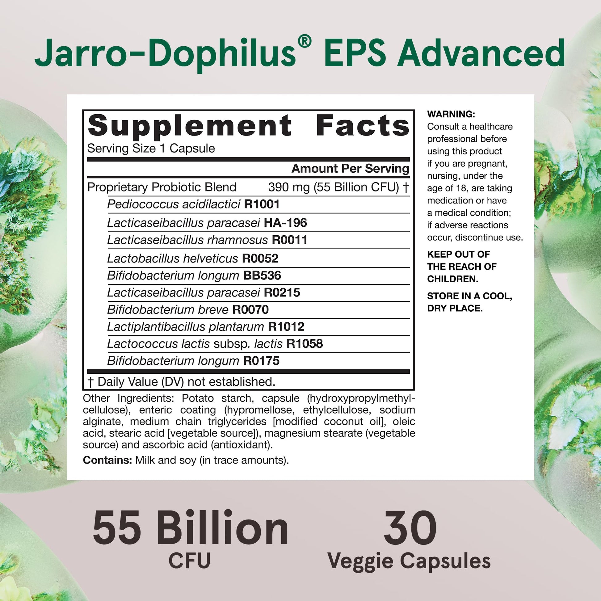 Jarrow Formulas Jarro-Dophilus EPS Advanced, 55 Billion CFU Probiotics, Digestive Support for Adults, 30 Probiotic Supplement Veggie Capsules, Up to 30 Day Supply - OzHealthStandard