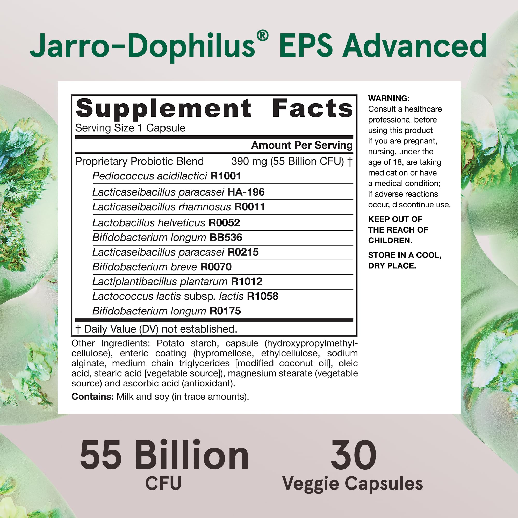 Jarrow Formulas Jarro-Dophilus EPS Advanced, 55 Billion CFU Probiotics, Digestive Support for Adults, 30 Probiotic Supplement Veggie Capsules, Up to 30 Day Supply - OzHealthStandard