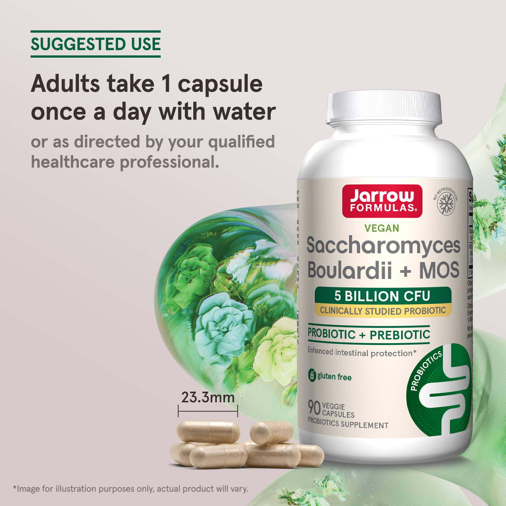 Jarrow Formulas Saccharomyces Boulardii + MOS Probiotics for Digestive Health and Intestinal Tract Support - 5 Billion CFU Per Serving - 90 Delayed Release Caps - OzHealthStandard
