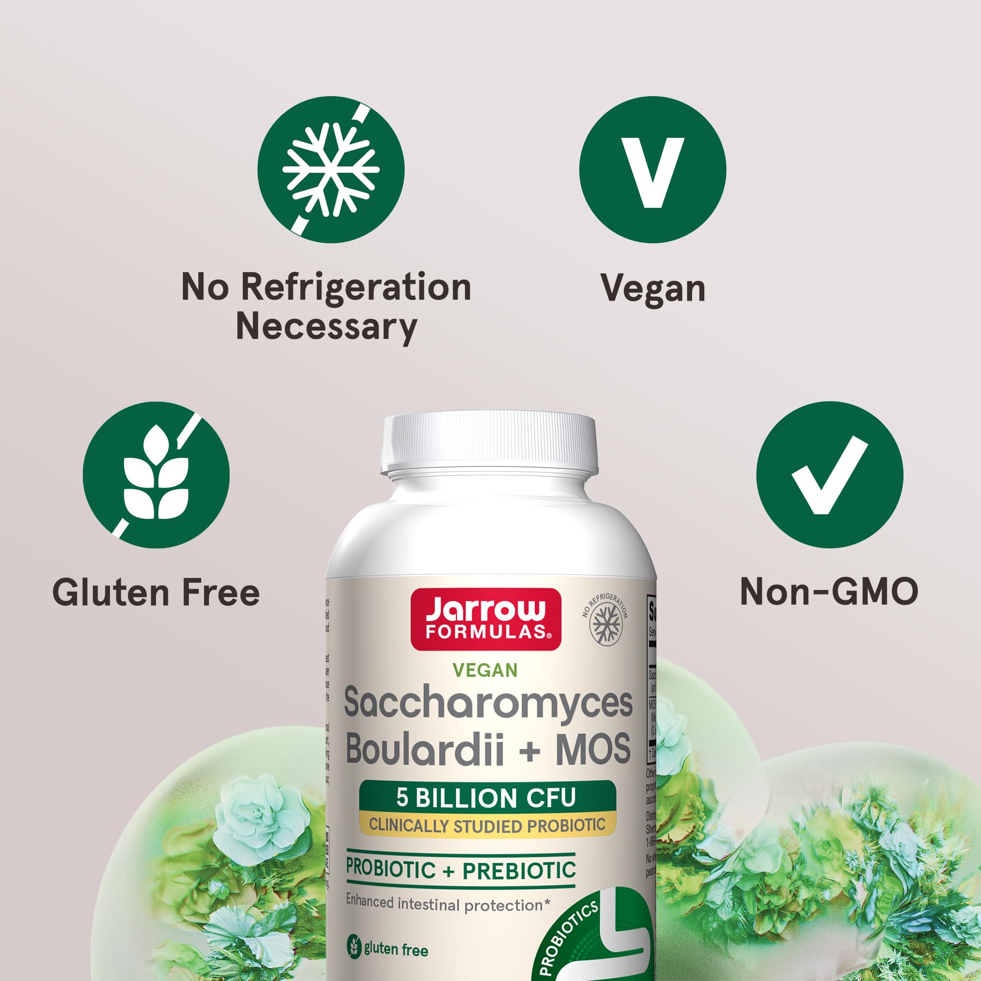Jarrow Formulas Saccharomyces Boulardii + MOS Probiotics for Digestive Health and Intestinal Tract Support - 5 Billion CFU Per Serving - 90 Delayed Release Caps - OzHealthStandard