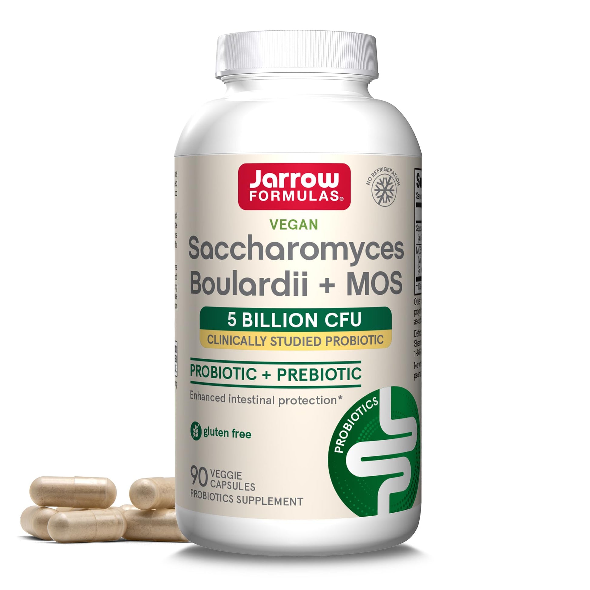 Jarrow Formulas Saccharomyces Boulardii + MOS Probiotics for Digestive Health and Intestinal Tract Support - 5 Billion CFU Per Serving - 90 Delayed Release Caps - OzHealthStandard